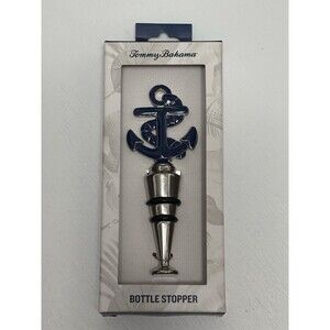 Tommy Bahama Blue Anchor Wine Bottle Stopper Metal Enamel New In Box